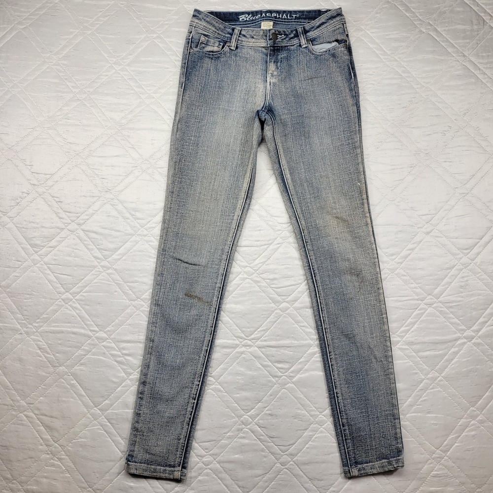 Blue ASPHALT well worn and stained blue jeans size 1 Reg